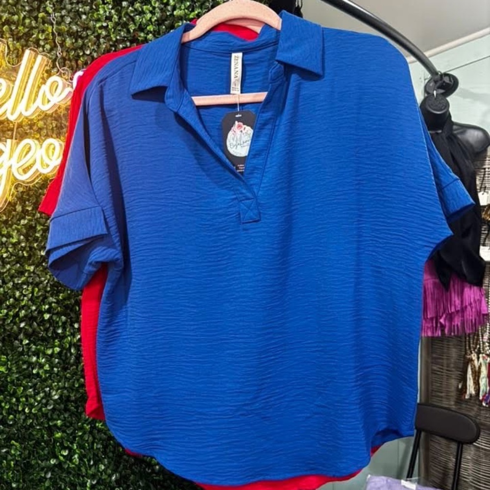 Zenana Airflow Collared blouse